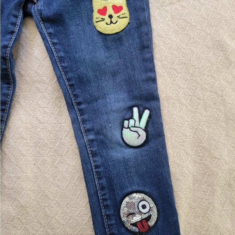 Girls GAP Jean leggings jeggings Sequin patches - Picture 4 of 5